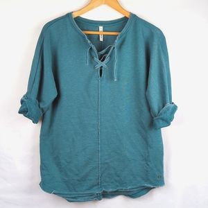 JAG JEANS Women's Lace Front Roll Sleeve Sweatshirt Size Small